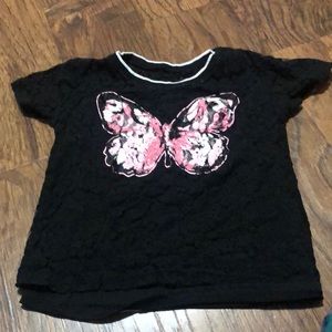 Justice size:8 black butterfly shirt sleeve, good condition